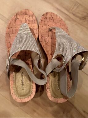 croft & barrow Sparkling Silver-Tone Cork Sandals